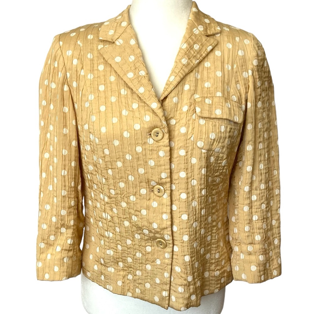 Piazza Sempione Italy Gold Yellow Polka Dot Blazer Jacket Italian